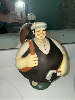 Department 56 Plump Golfer Figurine in Cream, Black and Brown